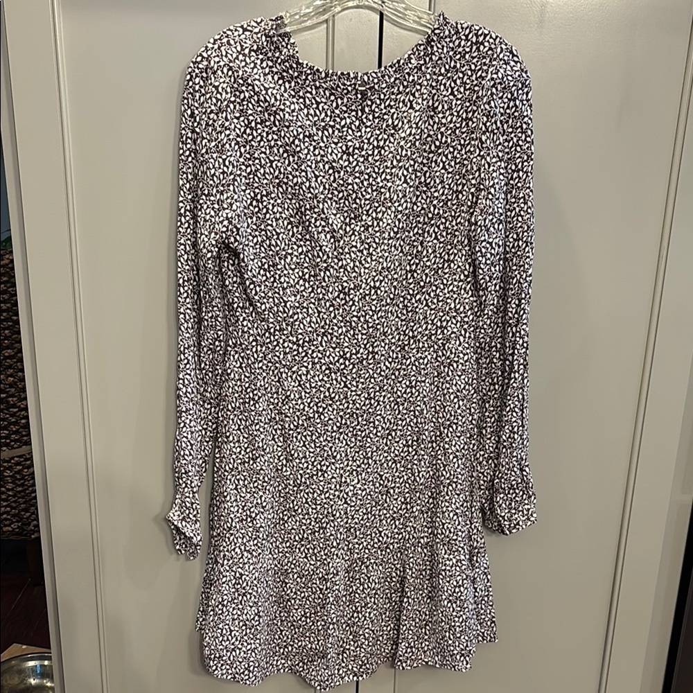Loft Vine Ruffle Tie Neck Dress Knee Length Long Sleeves Purple Women Size 2 - Picture 6 of 6